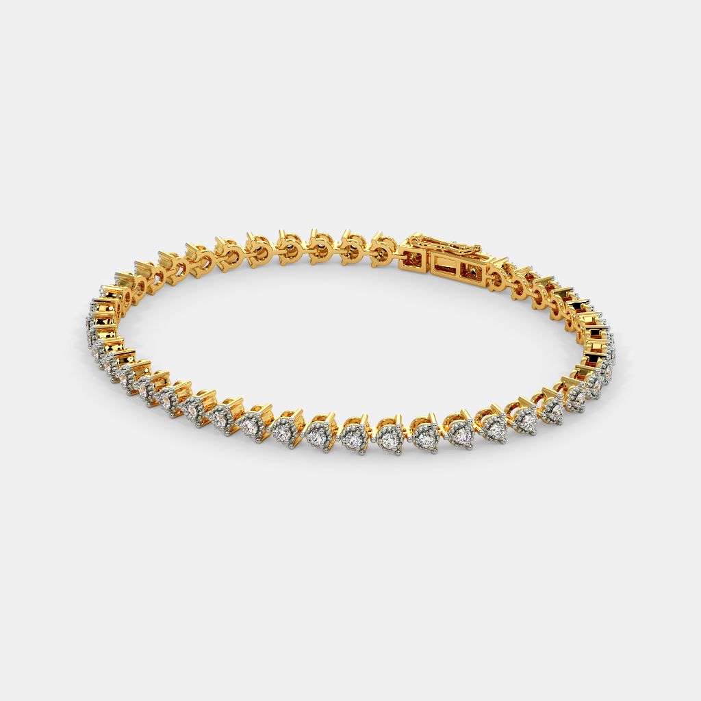 14 K Rhodium-Plated Yellow Gold Bracelet with Diamonds 0,50 ct - fineness  14 K