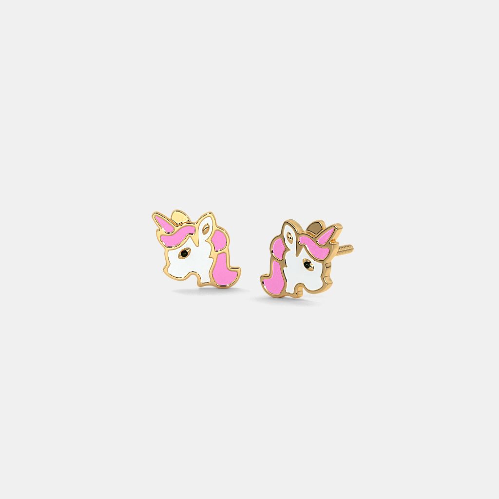 Childrens gold unicorn earrings top