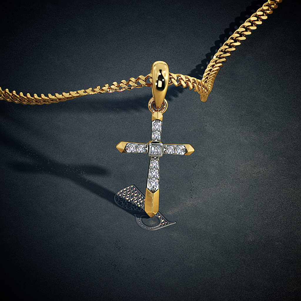 Simple Cross Pendant, 18kt Gold Filled Necklace