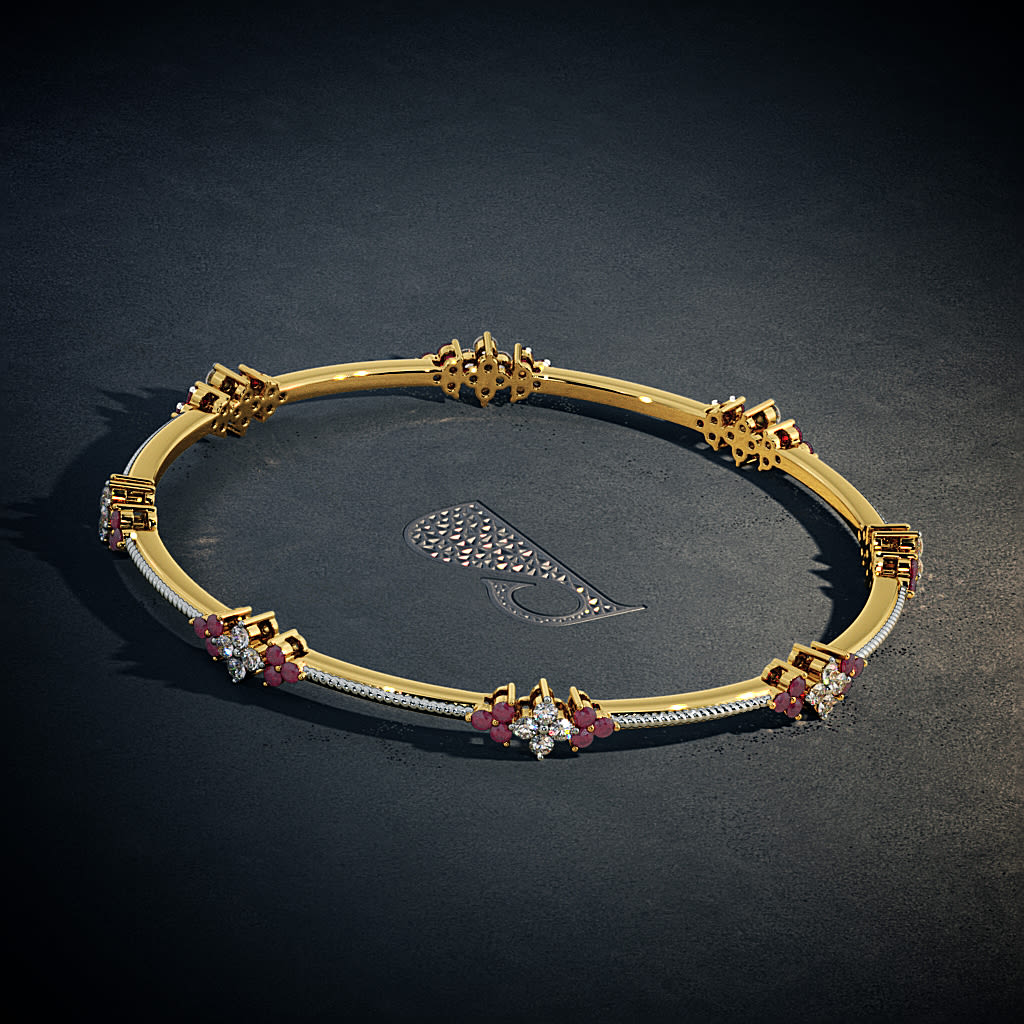 Gold bangles sale with ruby stones