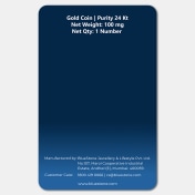 100 milligram 24 KT Lakshmi Gold Coin - thumb 3