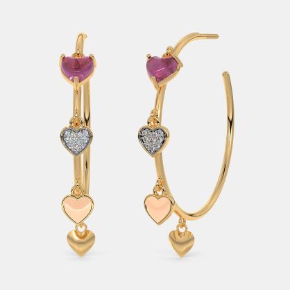 The Marillesse Heart Dangle Hoop Earrings