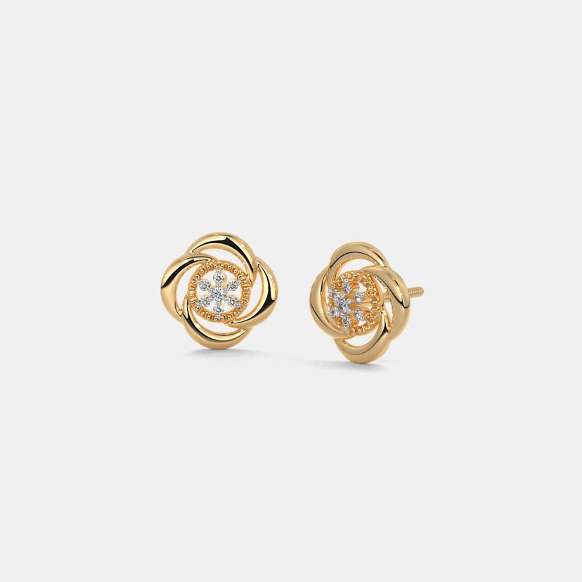 Buy 750 Gold Studs Earrings Designs Online BlueStone India s 1 Online Jewellery Brand