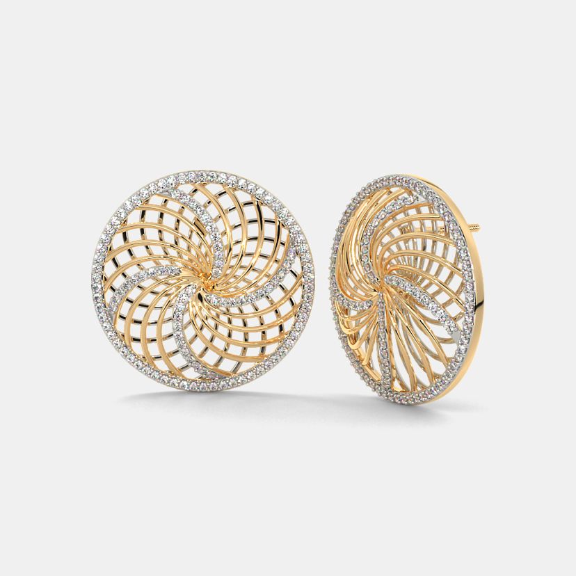 Buy 750 Gold Studs Earrings Designs Online BlueStone India s 1 Online Jewellery Brand