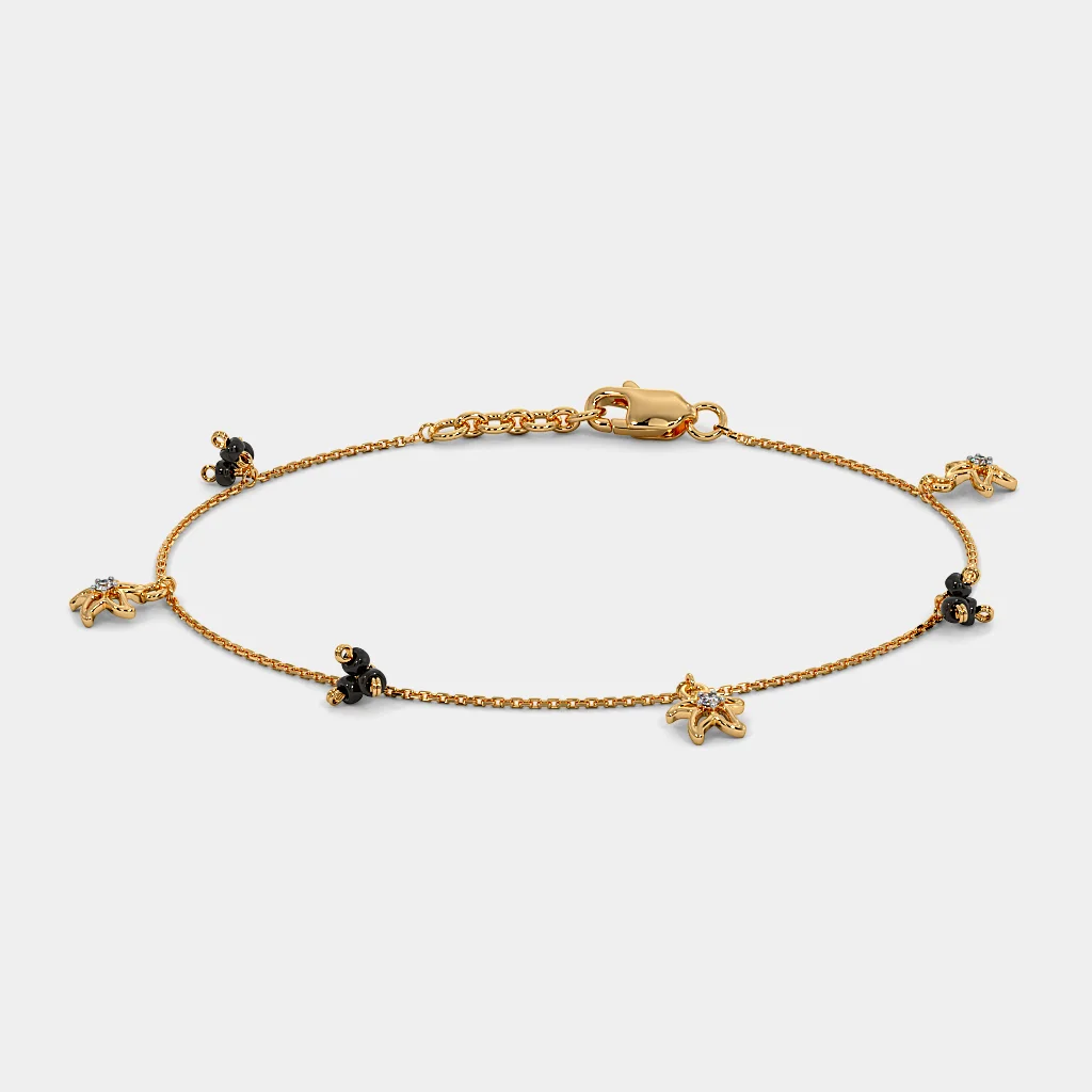 Squre with Diamond Border Gold Plated Mangalsutra Bracelet for Women    Soni Fashion